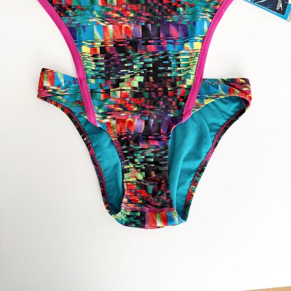 [Speedo] Endurance Lite Abstract Pixel Turnz Vee 2 One-Piece Swimsuit NWT Sz 38 - Picture 8 of 12